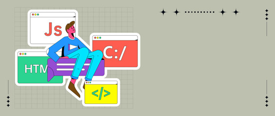 Development front-end back-end programming teaching vector illustration
