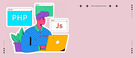 development front-end back-end programming teaching vector illustration