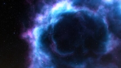 cosmic background with a blue purple nebula and stars