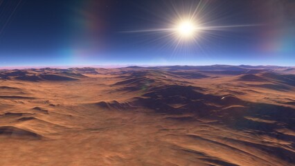 landscape on planet Mars, scenic desert scene on the red planet
