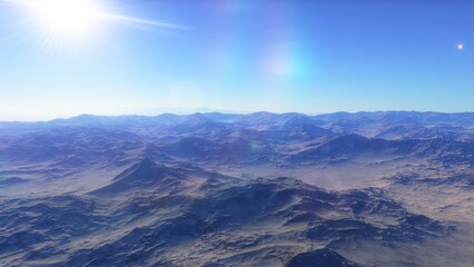 landscape on planet Mars, scenic desert scene on the red planet
