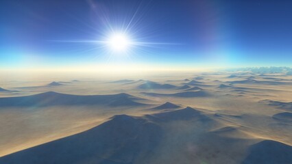 landscape on planet Mars, scenic desert scene on the red planet
