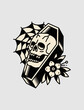 © MixinStock - Coffin skull with flower, vector design.