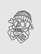 © MixinStock - Poker cards with skull. Spades. Old school style.