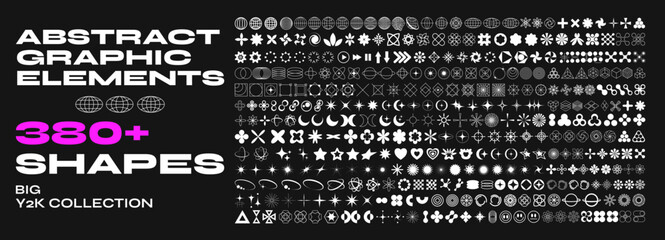 retro futuristic elements for design. big collection of abstract graphic geometric symbols and objec