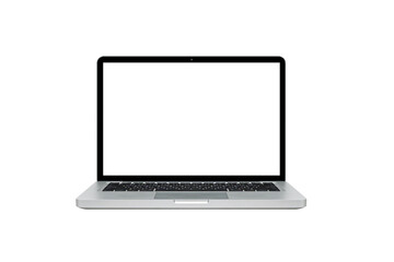Laptop with blank screen isolate on png or transparent background for new produc