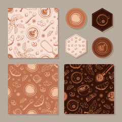 Wall Mural - beautiful vintage coffee pattern collection