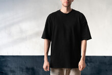 Blank Male Oversize T-shirt Mockup Isolated
