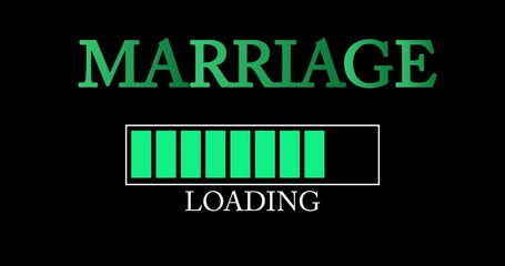 Poster - Marriage text with Loading, Downloading, Uploading Bar Indicator. Download, Upload on computer screen.