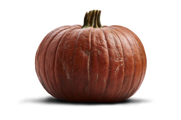 Sticker - a side view of a ripe orange pumpkin isolated on a transparent background.