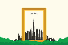 Dubai Frame. Dubai abstract skyline.