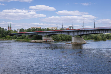 Sticker - Slasko Dabrowski Bridge over Vistula River in Warsaw city, Poland