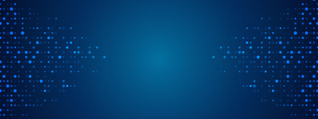 Poster - Blue neon abstract background of dots. Texture of random particles. Chaotic ornament. Linear pattern of point. Design of banner, poster for website, frame social networks. Vector illustration