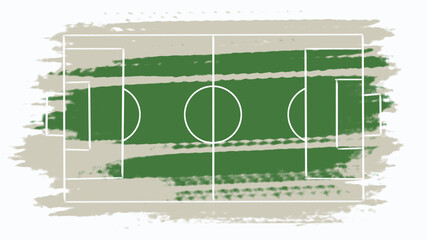 green watercolor brushed soccer or football field background,on white paper