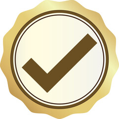 gold check mark icon with circle, tick box, check list circle frame, png checkbox symbol sign.
