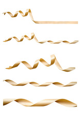 Wall Mural - A set of curly gold ribbon for Christmas and birthday present isolated against a transparent background.