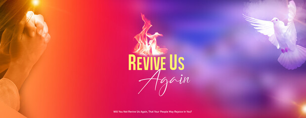 revive us agian banner design for church event or meeting, colorful abstract multi color gradient ba