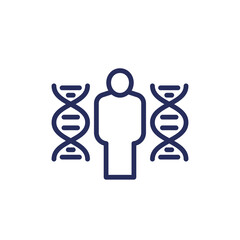 Poster - human genome, DNA icon, line vector