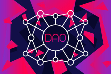 Wall Mural - DAO, Decentralized Autonomous Organisation, linear vector icon