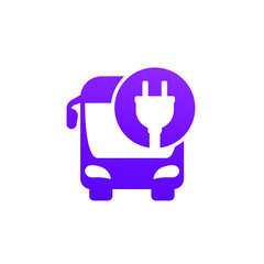 Poster - electric bus icon with a plug