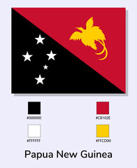 Wall Mural - Vector Illustration of Papua New Guinea flag isolated on light blue background. Illustration National Papua New Guinea flag with Color Codes. As close as possible to the original.