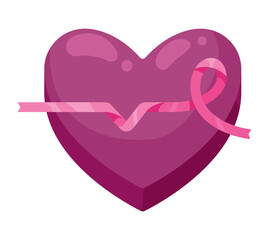 Sticker - breast cancer ribbon in heart