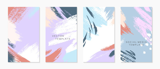 Wall Mural - set of editable insta story templates with copy space for text.ig smm vector layouts with hand drawn