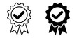 ofvs87 OutlineFilledVectorSign ofvs - approval icon . isolated transparent . check / medal sign . certified badge . black outline and filled version . AI 10 / EPS 10 . g11397