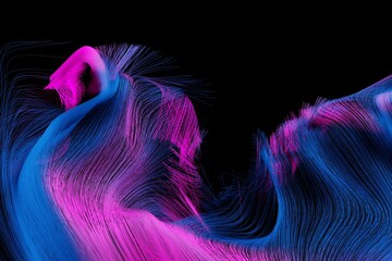 Poster - Abstract blue pink wave color illustration with place for text, 3d rendering