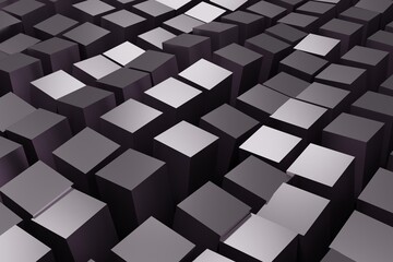 Poster - Abstract background with cubes and squares top view, 3D rendering