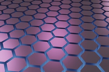 Poster - Honeycomb, abstract color purple background, 3D rendering