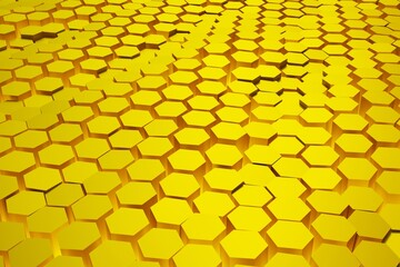 Poster - Honeycomb, abstract color yellow background, 3D rendering