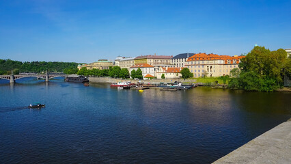 Wall Mural - View on city on Vltava river in Prague