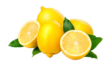 Wall Mural - Fresh ripe lemons. Isolated