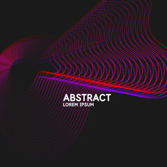 Poster - Vector abstract background with dynamic waves, line and particles.