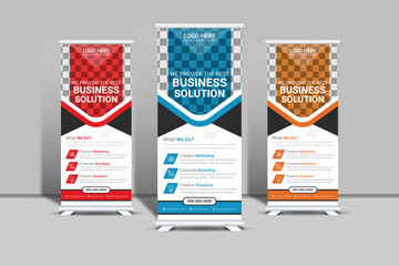 Wall Mural - Stylish corporate business roll up banner signage standee template unique design