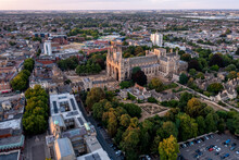 Aerial Cityscape Skyline Of Peterborough Cathedral And City Centre