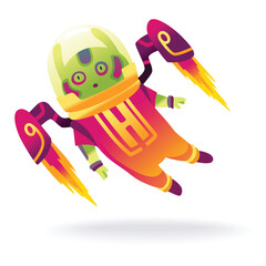 Aufkleber - Cartoon alien. Robot toys character. Android isolated on white background. Funny monster for kids monstrosity in space suit