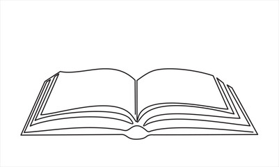 Poster - Continuous one line drawing of an open book. Vector illustration of back to school, educational supplies.