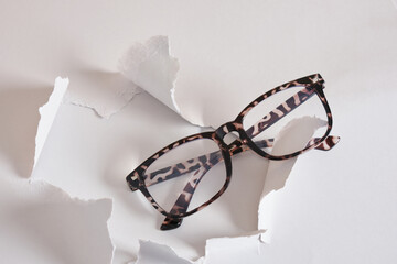 Poster - fashion eye glasses in light gray background