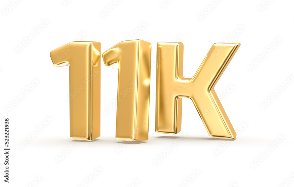 Follow Number 11k Gold 3d render Stock Illustration | Adobe Stock