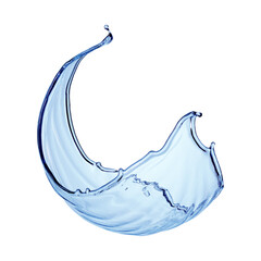 3d render, blue wave, water wavy splash clip art isolated on transparent background. Natural splashing liquid shape