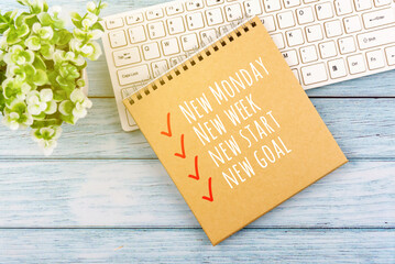 Wall Mural - Message on brown paper New Monday New Week New Start New Goals