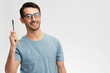 © SHOTPRIME STUDIO - portrait man blue glasses casual wear posing emotions isolated background