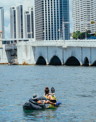 Wall Mural - people on the boat canoe summer miami usa florida couple 