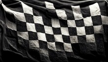 Car Racing Chess Patterned Flag On Black Background
