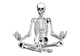 Fototapeta  - Vector skeleton in yoga position. Three separate parts (skull, torso, legs). 