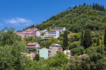 Wall Mural - Houses in Agios Gordios village, Corfu Island, Greece