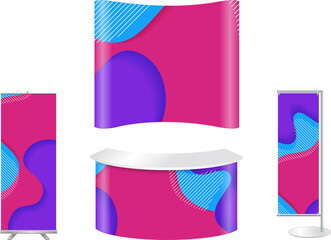 Poster - Blank trade show booth mock up. Front view. isolated