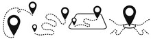 Vector stock Map and location symbol set. Geolocation map distance path. Mapping icon vector collection, color and size can be changed